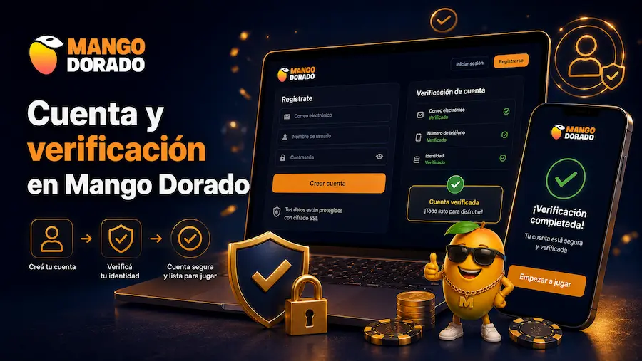 Cuenta y verificación en Mango Dorado con registro seguro y validación de usuario